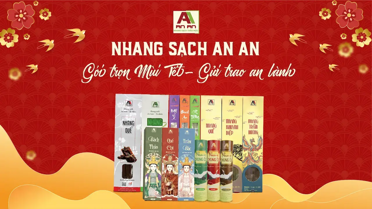 Nhang An An – Thương Hiệu Nhang Thảo Mộc Số 1 Việt Nam Chuyên Sản Xuất Và Cung Cấp Các Dòng Nhang Sạch Thảo Mộc, Mùi Hương Dịu Nhẹ Tự Nhiên, Ít Khói, Ít Tàn, An Toàn Sức Khoẻ.