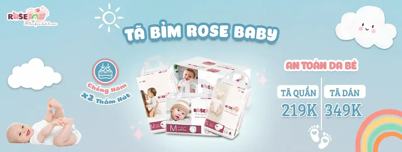 Tã Bỉm Rose Baby Là 1 Sản Phẩm Được Nghiên Cứu Và Sản Xuất Bởi Công Ty Cổ Phần Louisa & Rose, Bằng Công Nghệ Mới Nhất Đạt Tiêu Chuẩn Fda/ce/sgs.