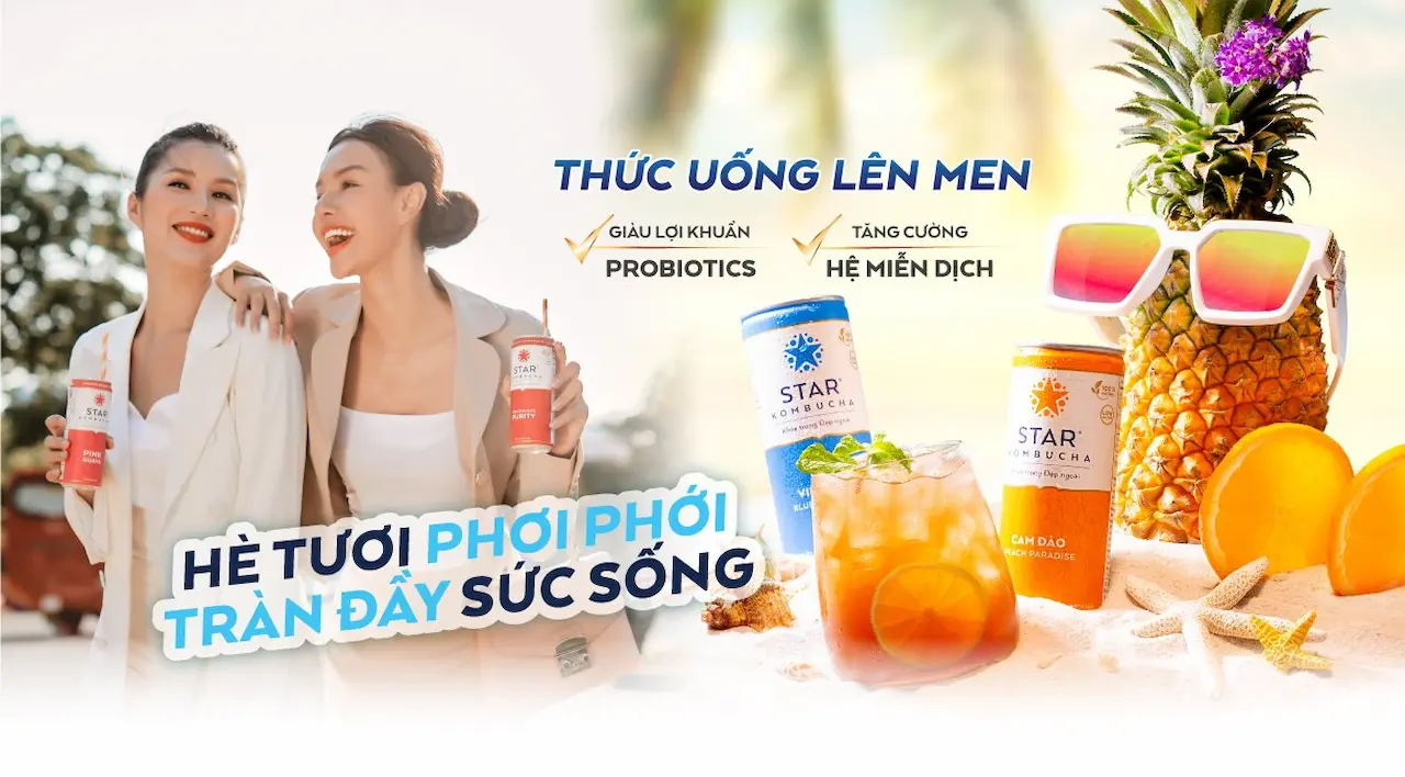 Star Kombucha Là 1 Thức Uống Dành Cho Sức Khỏe Và Sắc Đẹp, Được Lên Men Từ Trà Xanh Và Trà Đen Bởi Con Men Scoby Theo Công Nghệ Sản Xuất Của Hoa Kỳ